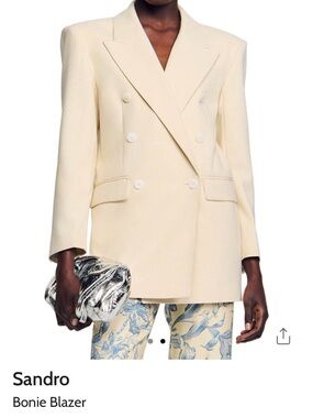 Sandro Bonnie Cream Double-Breasted Blazer